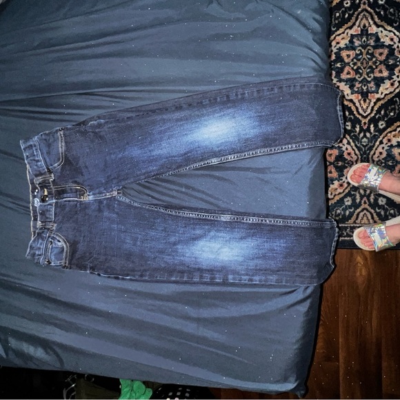 EUC Dark Wash Adjustable Waist Wondee Nation Boys Denim Blue Jeans Size 8 Slim - Picture 4 of 5